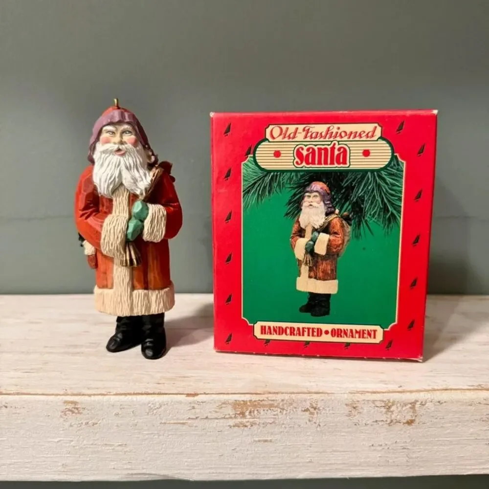 1986 Hallmark Old Fashioned Santa Handcrafted Christmas Keepsake Ornament